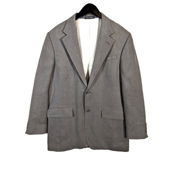 Vintage SILK Wool Blend Oscar de la Renta Sport Coat Blazer Jacket Size 41L Gray - Picture 1 of 9